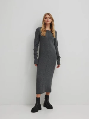 Wełniana sukienka maxi w kolorze GREY MELANGE - SILMA-M/L Marsala