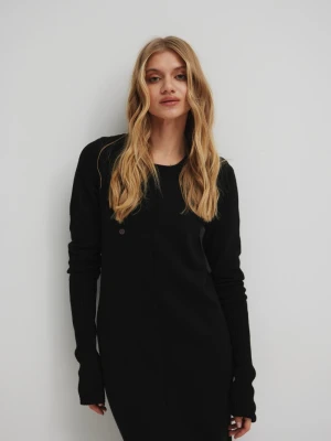 Wełniana sukienka maxi w kolorze TOTALLY BLACK - SILMA-XS/S Marsala