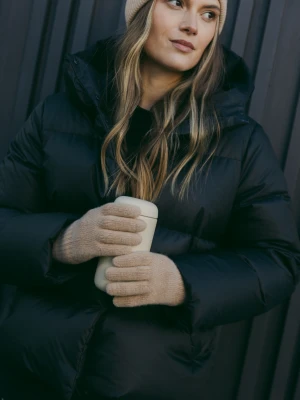 WEŁNIANE RĘKAWICZKI INES BEŻOWE One size - Flawless