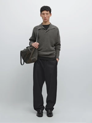 Wełniane Spodnie O Prostym Kroju - Czarny - - Massimo Dutti - Mężczyzna