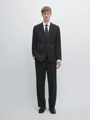 Wełniane Spodnie Od Garnituru - Czarny - - Massimo Dutti - Mężczyzna