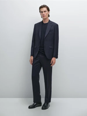 Wełniane Spodnie Od Garnituru W Prążki - Granatowy - - Massimo Dutti - Mężczyzna