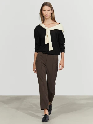 Wełniane Spodnie Typu Kick Flare - Brązowy - Massimo Dutti - Female