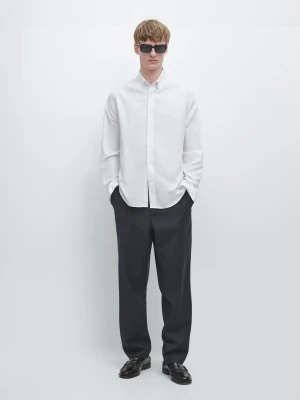 Wełniane Spodnie W Pepitkę - Granatowy - - Massimo Dutti - Mężczyzna