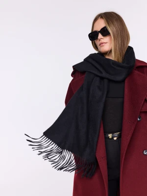 Wełniany czarny szal z kaszmirem TARANKO