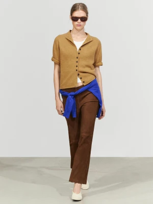 Wełniany Kardigan Z Kołnierzem Kominowym - Oliwkowy - Massimo Dutti - Female