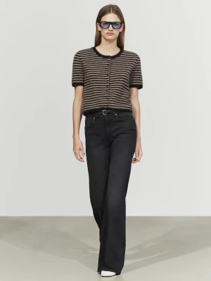 Wełniany Kardigan Z Krótkim Rękawem - Ciemnoniebieski - Massimo Dutti - Female