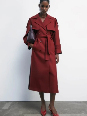 Wełniany płaszcz trench o kroju garniturowym PATRIZIA PEPE