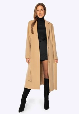 Wełniany płaszcz z domieszką kaszmiru camelowy Wittchen