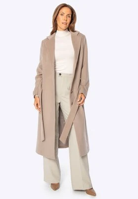 Wełniany płaszcz z domieszką kaszmiru ciemny beż Wittchen