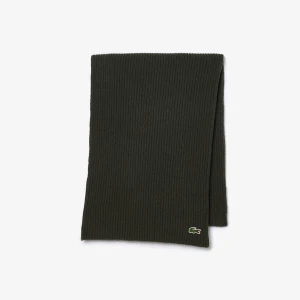 Wełniany prążkowany szalik unisex Lacoste