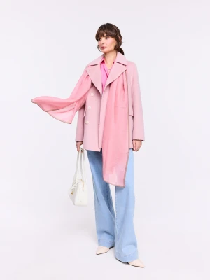 Wełniany różowy szal z dodatkiem jedwabiu TARANKO