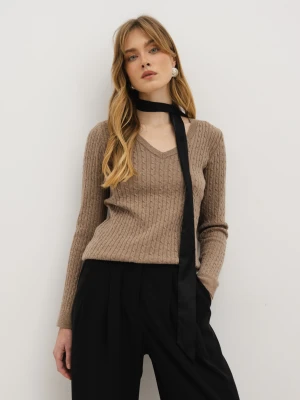 WEŁNIANY SWETER BETTY TAUPE M - Flawless