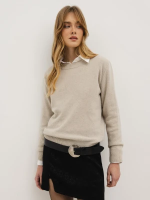 WEŁNIANY SWETER LAURA BEŻOWY L - Flawless