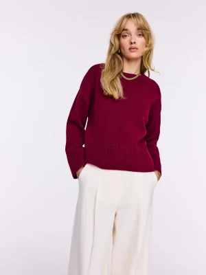 Wełniany sweter w odcieniu burgundu TARANKO