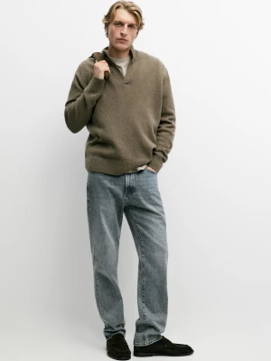 Wełniany Sweter Z Golfem - Beżowy - Massimo Dutti - Male