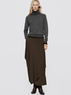 Wełniany Sweter Z Guzikami - Limited Edition - Szary Średni - Massimo Dutti - Female