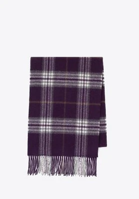 Wełniany szal w kratę unisex fioletowo - biały Wittchen