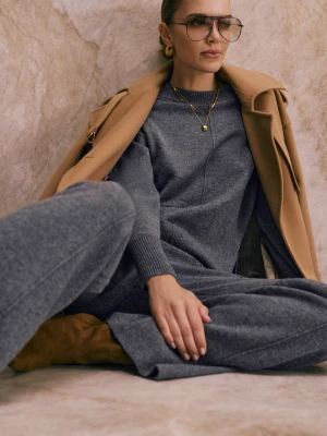 Wełniany szary sweter z kaszmirem TARANKO