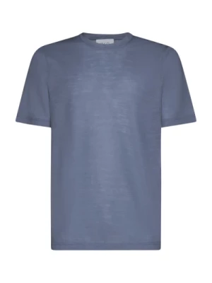 Wełniany T-shirt z okrągłym dekoltem Jasnoniebieski D4.0