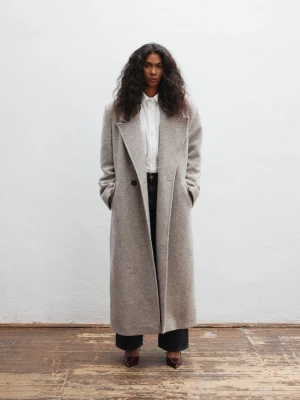 Wełniany trencz w kolorze BEIGE MELANGE - TESORO-S Marsala