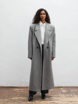 Wełniany trencz w kolorze DARK GREY - TESORO-XS Marsala