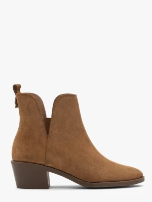 Welurowe botki z wyciętą cholewką Ryłko