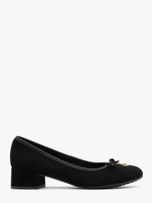 Welurowe czółenka na niskim obcasie Ryłko