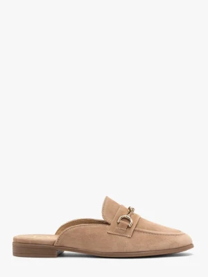 Welurowe klapki typu mule z ozdobą Ryłko