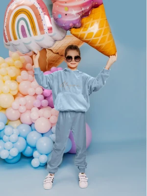 Welurowy dres dziecięcy - GIZMO - błękitny  magmac 