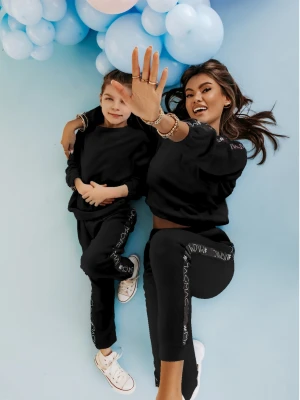 Welurowy dres dziecięcy z taśmami DIPSY - czarny  magmac 