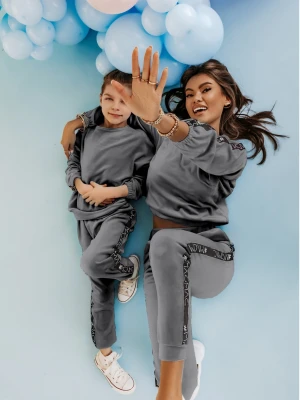 Welurowy dres dziecięcy z taśmami DIPSY - szary  magmac 