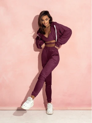 Welurowy komplet dresowy 3w1 LARS - bordowy  magmac 