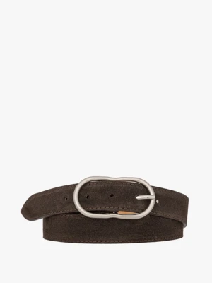 Welurowy pasek damski ze srebrną klamrą Ryłko