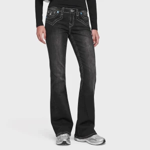 Western Yoke Joey Low Rise Flare Flap True Religion niebieski