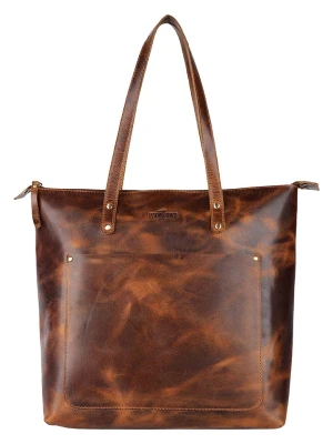WEZBEY Skórzana torebka "Juana" w kolorze brązowym - 39 x 35 x 13 cm rozmiar: onesize