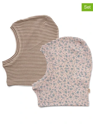 Wheat Czapki (2 szt.) "Kim" w kolorze jasnobrązowo-jasnoróżowym rozmiar: 52-53 cm