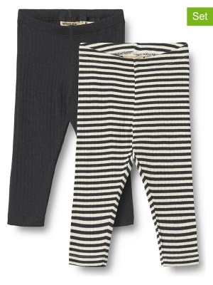 Wheat Legginsy (2 pary) "Jules" w kolorze czarno-kremowym rozmiar: 86
