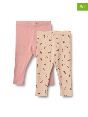 Wheat Legginsy (2 pary) "Jules" w kolorze jasnoróżowo-beżowym rozmiar: 74