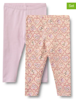 Wheat Legginsy (2 pary) "Jules" w kolorze jasnoróżowym i pomarańczowym rozmiar: 62