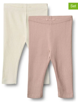 Wheat Legginsy (2 pary) "Jules" w kolorze kremowo-jasnoróżowym rozmiar: 86