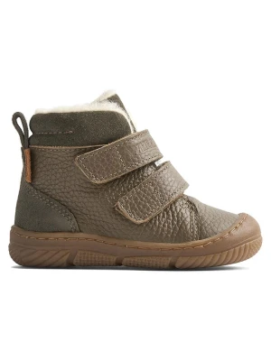 Wheat Skórzane botki zimowe w kolorze khaki rozmiar: 25