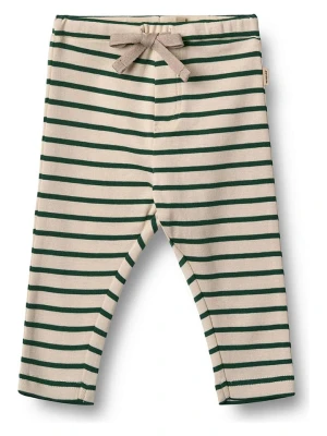 Wheat Spodnie dresowe "Manfred" w kolorze beżowo-zielonym rozmiar: 86