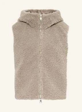 White Label Kamizelka Z Mieszanki Materiałów Ze Sztucznym Futrem beige