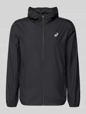 Wiatrówka z nadrukiem z logo i kapturem Asics Czarny
