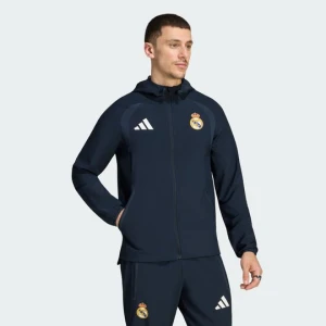 Wiatrówka z suwakiem na całej długości Real Madryt Tiro Travel Adidas Night Navy