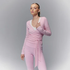 Zdjęcie produktu Wiązany kopertowy sweter jasnoróżowy House