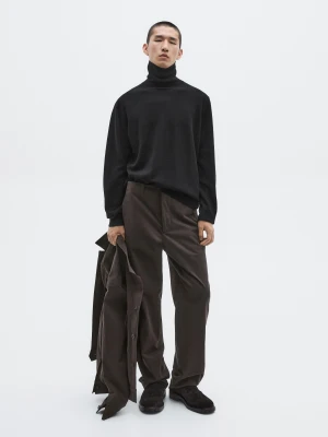 Wide Fit Trousers With Pockets - Limited - Brązowy - - Massimo Dutti - Male