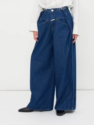 Wide leg Closed granatowy