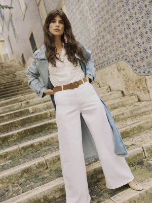 Wide leg Cream biały